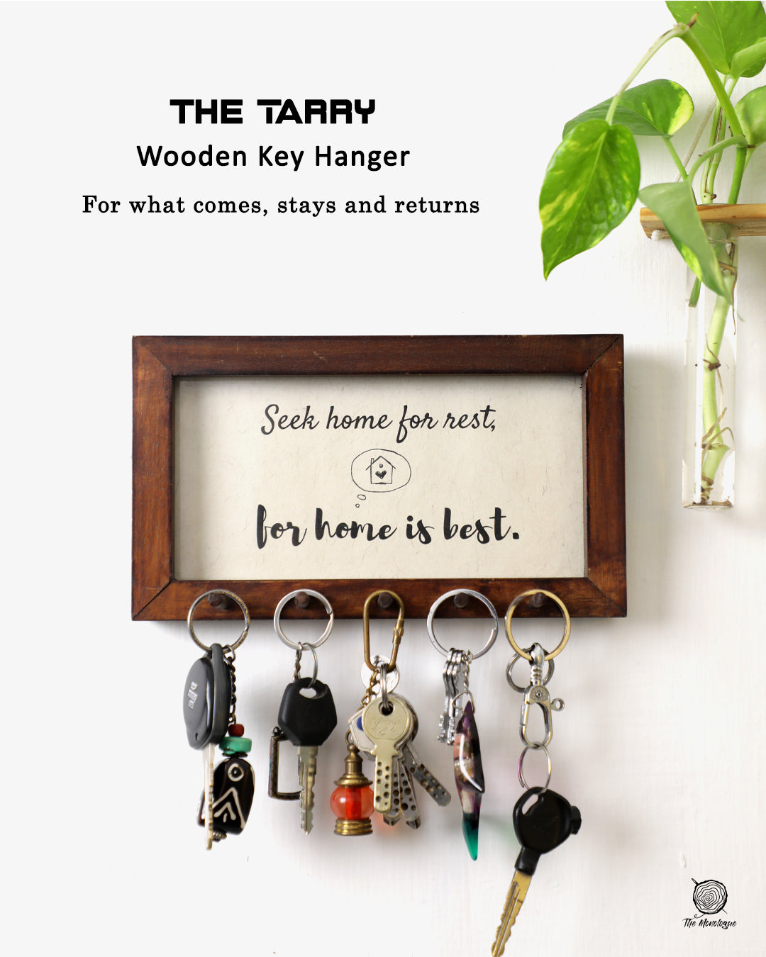 Wooden Key Hanger with Photo Frame | Handmade Wall Key Holder