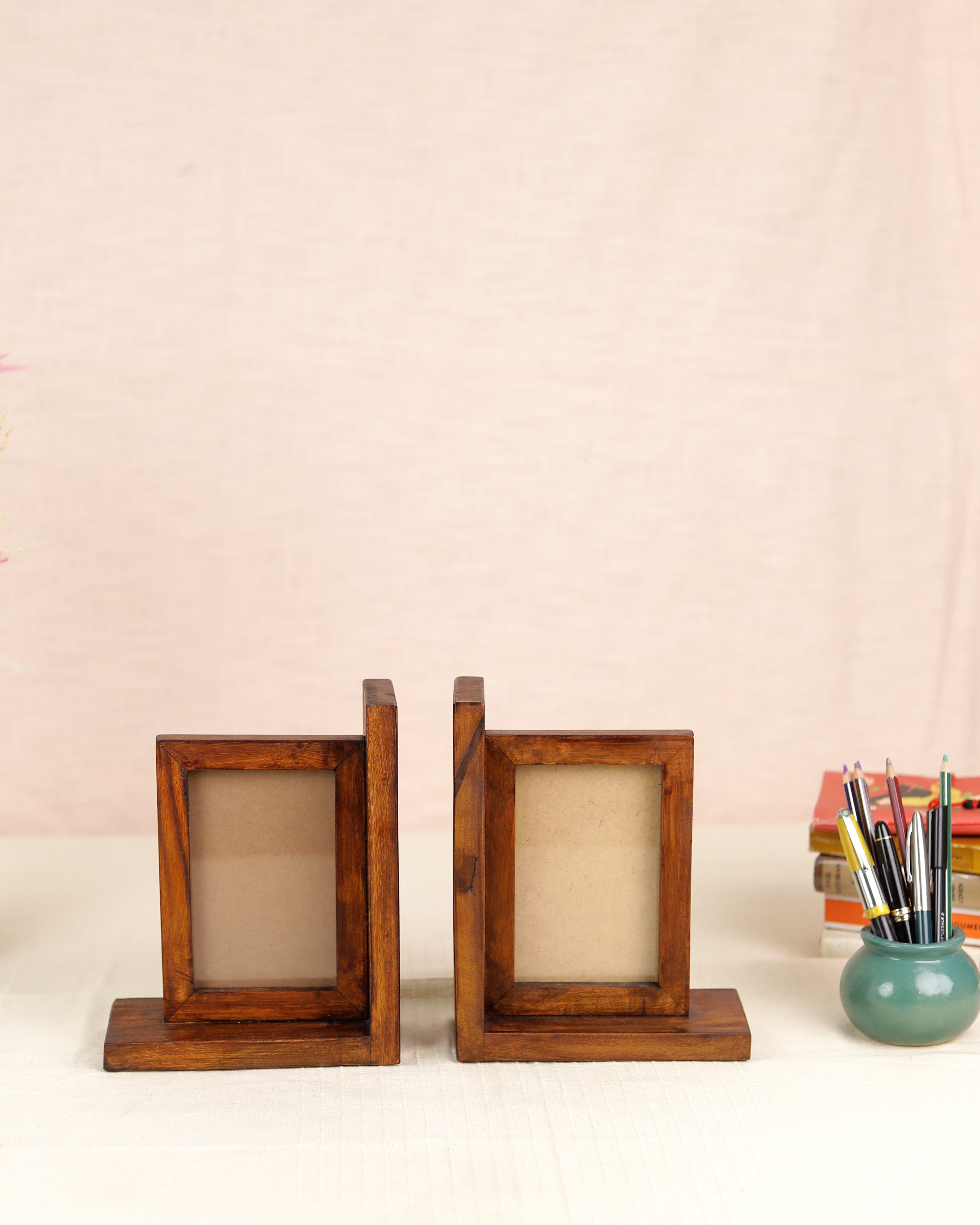 Wood Bookend with Photo Frame – Handmade Home Decor