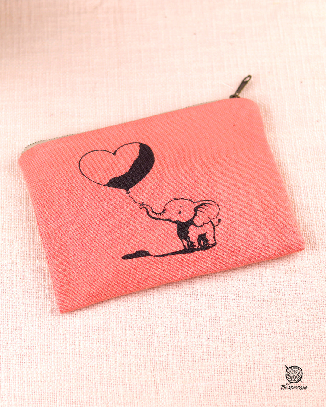 Fabric Pouch Small | 100% Cotton Pouch with Metal Zip | Screen Printed Travel Organizer