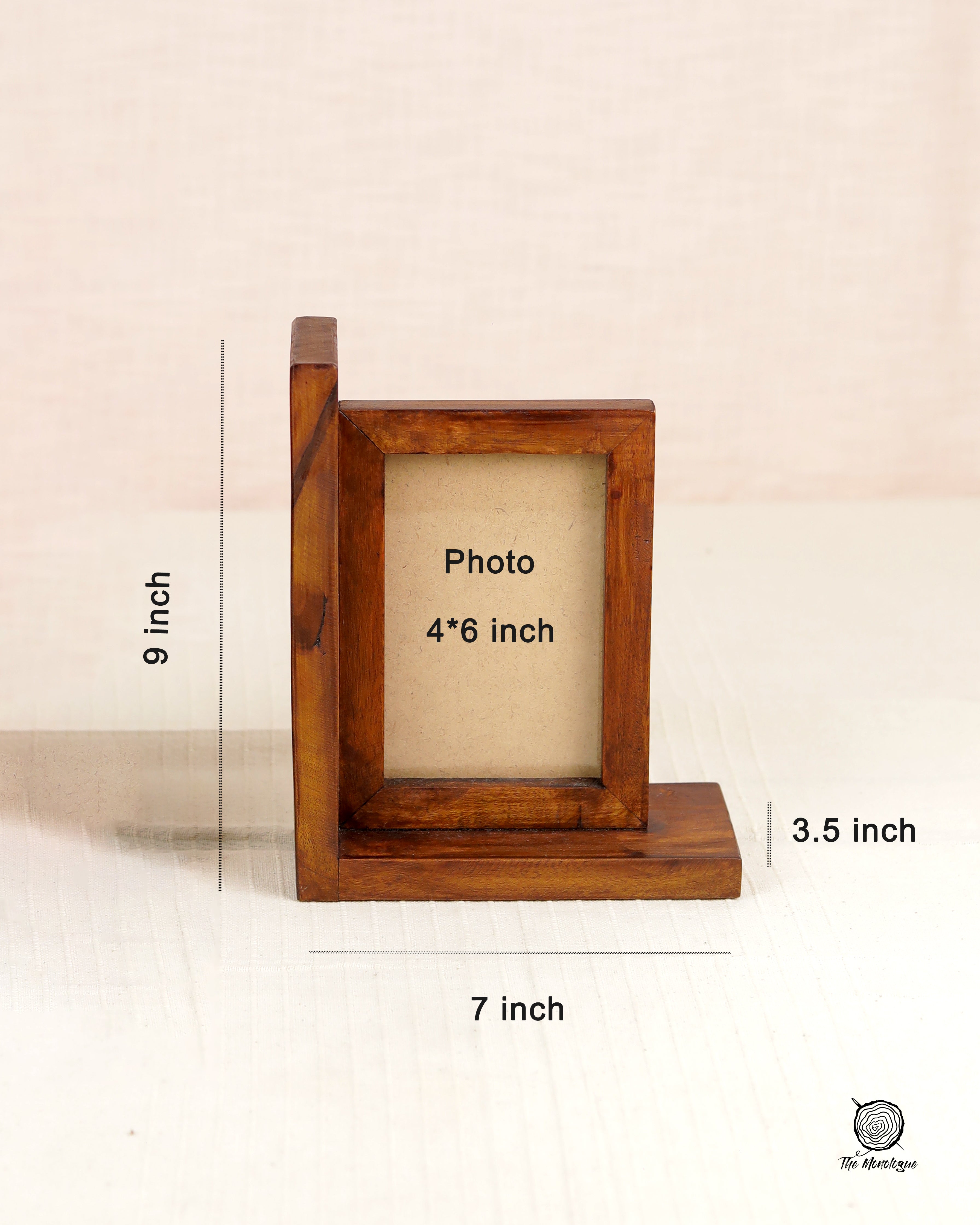 Wood Bookend with Photo Frame – Handmade Home Decor