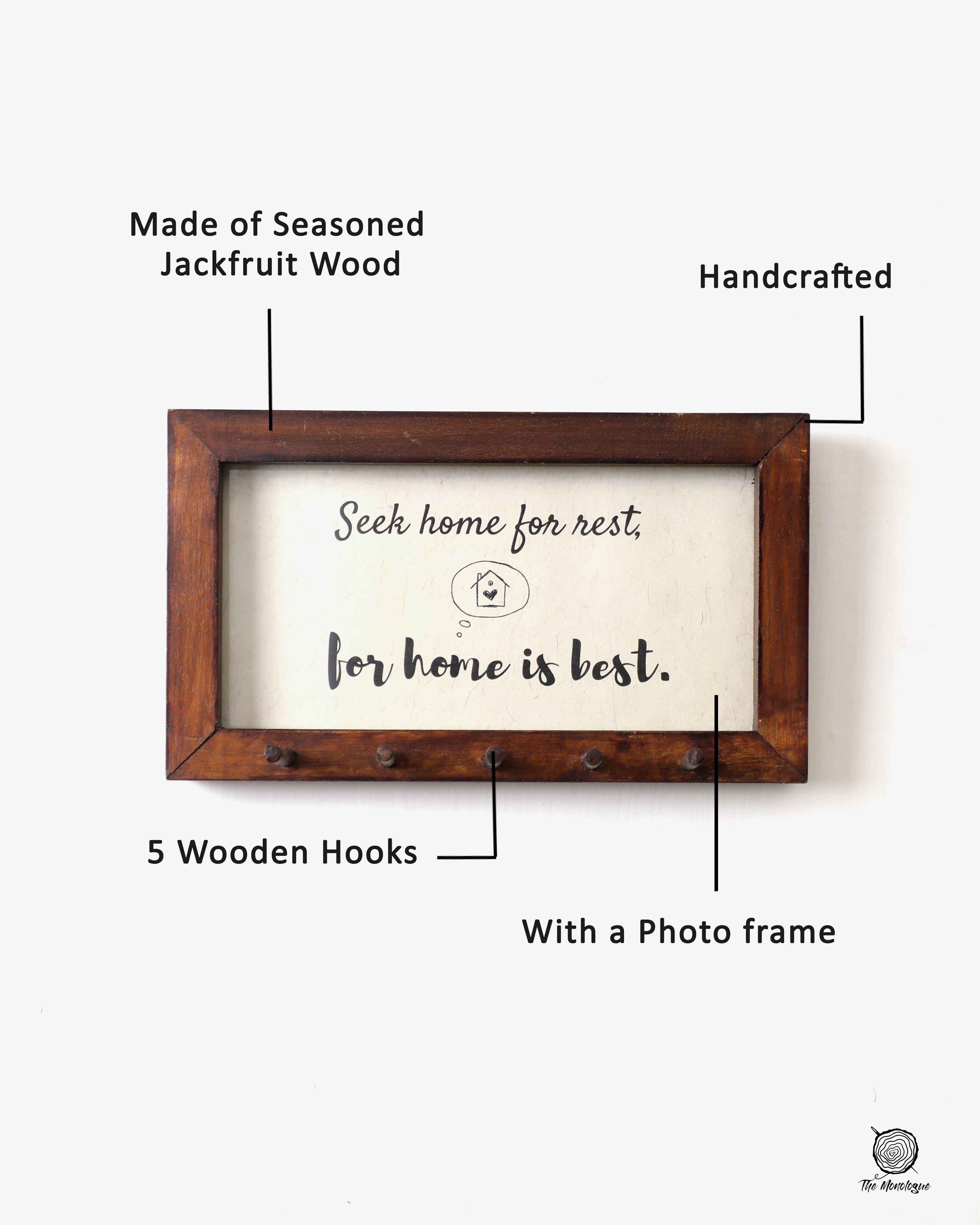 Wooden Key Hanger with Photo Frame | Handmade Wall Key Holder