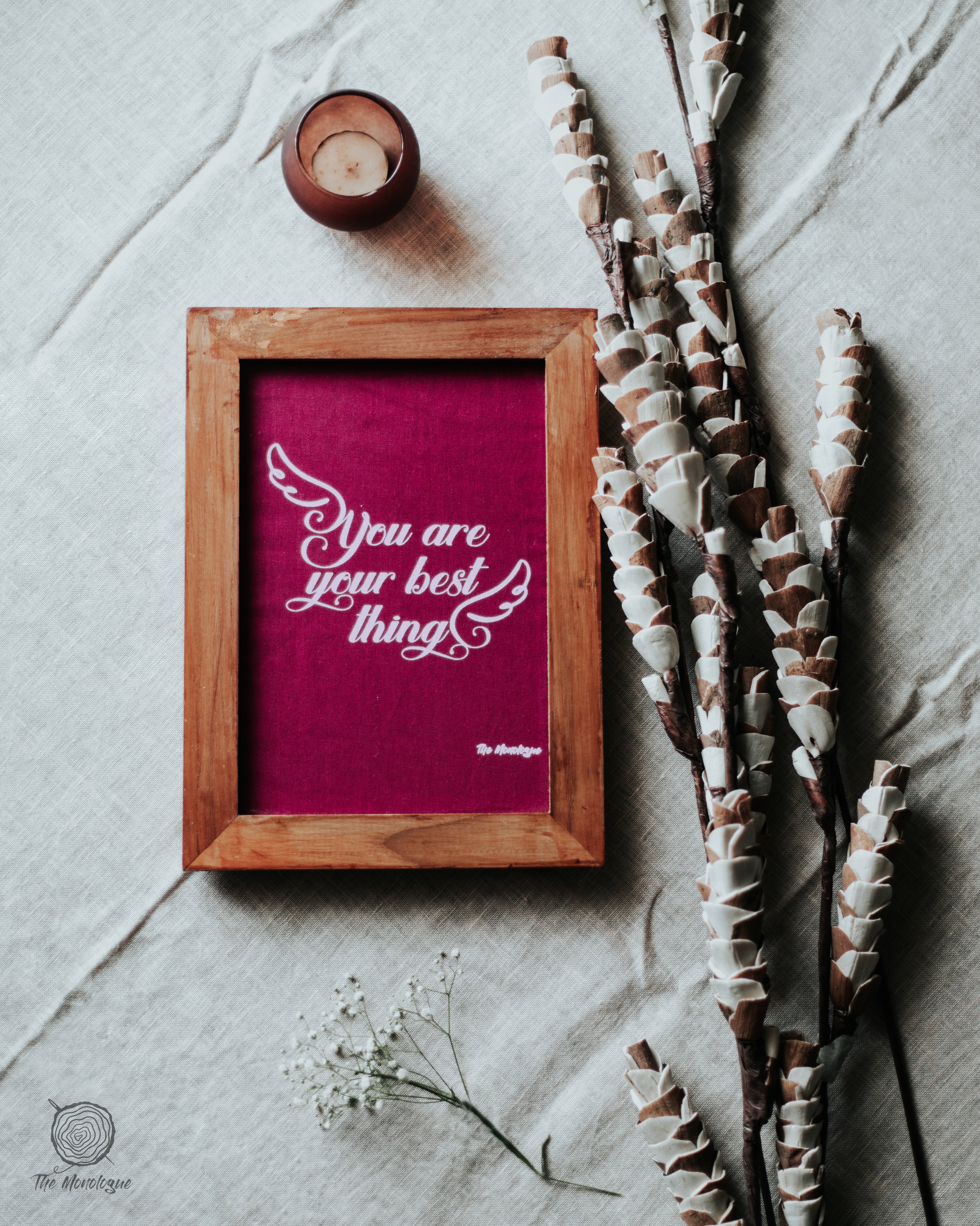 Teak Wood Frame – Handcrafted Fabric Screen Print Wall Art