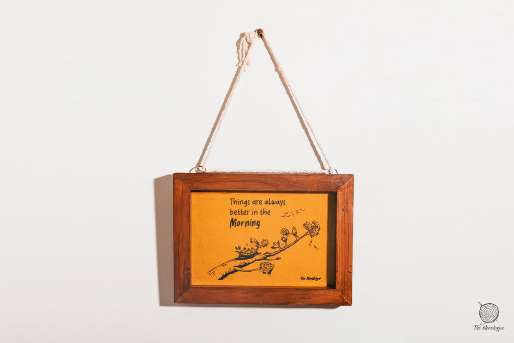 Teak Wood Frame – Handcrafted Fabric Screen Print Wall Art