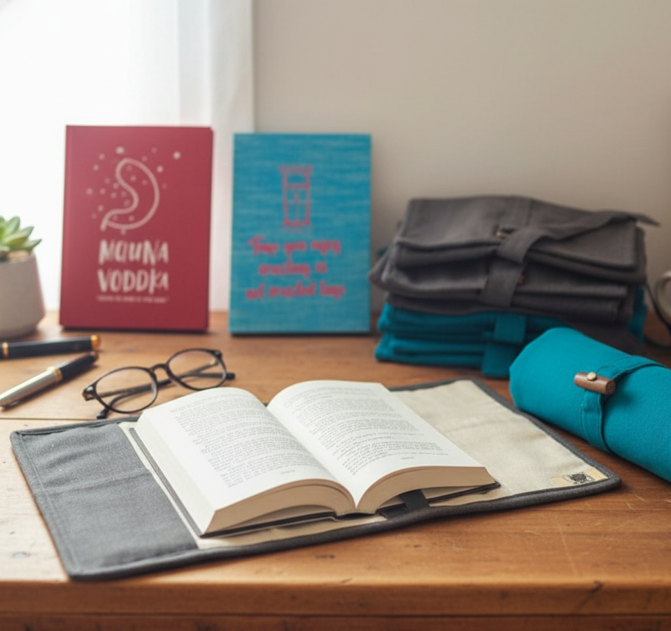 Book Sleeve | Fabric & Canvas Book Cover with Metal Accessory | Protective Reading Case