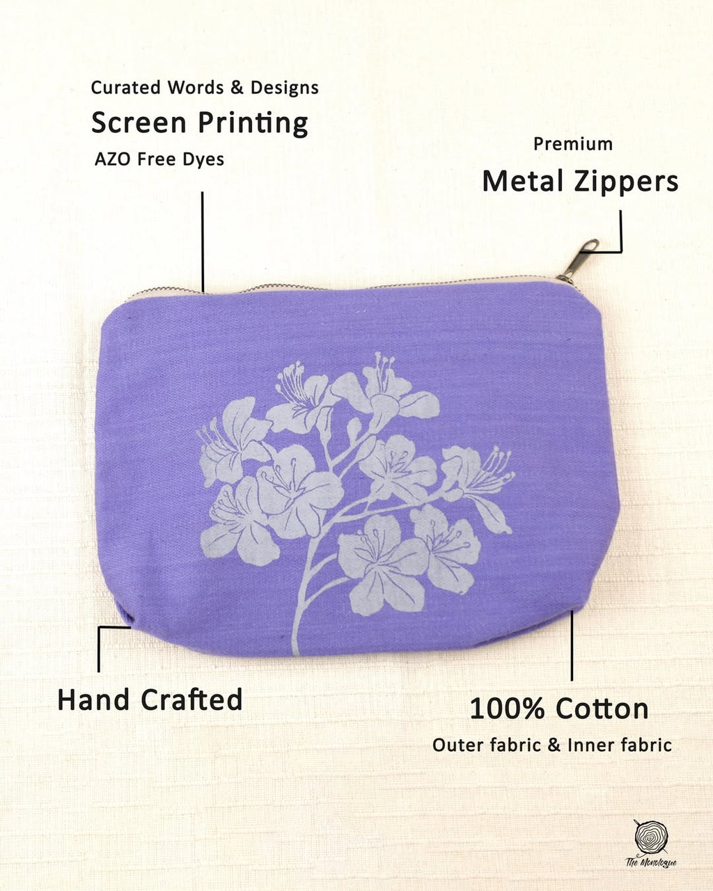 Fabric Pouch Big | Cotton Fabric & Metal Zip